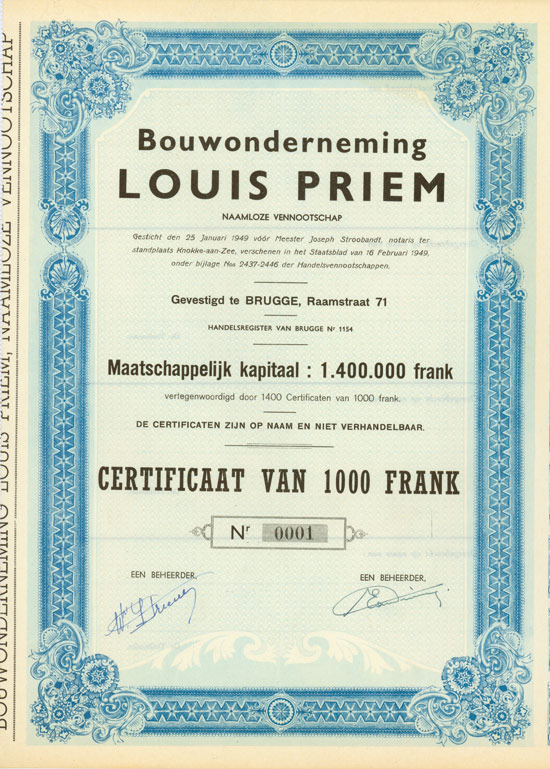 Bouwonderneming Louis Priem Naamloze Vennootschap