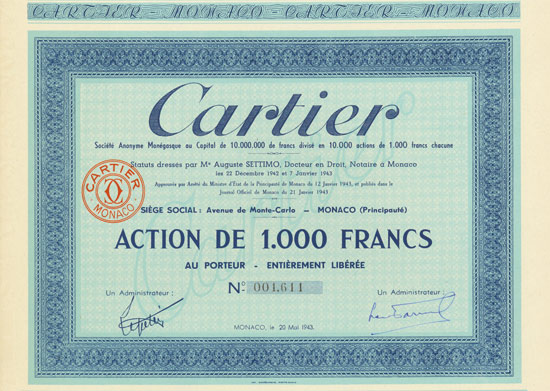 Cartier Socété Anoynme Monégasque