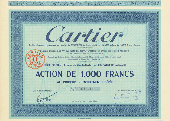 Cartier Socété Anoynme Monégasque