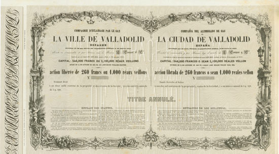 Compagnie d’Éclairage par le Gaz de la Ville de Valladolid (Espagne) / Compañia del Alumbrado de Gas de La Ciudad de Valladolid (España)