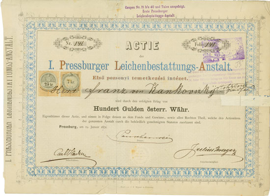 I. Pressburger Leichenbestattungs-Anstalt