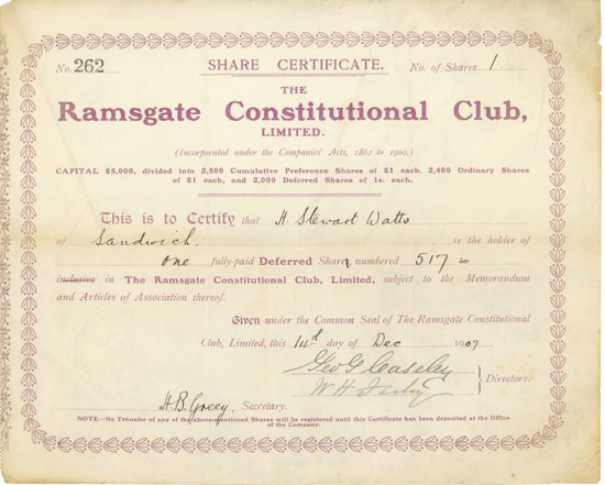 Ramsgate Consitutional Club, Limited