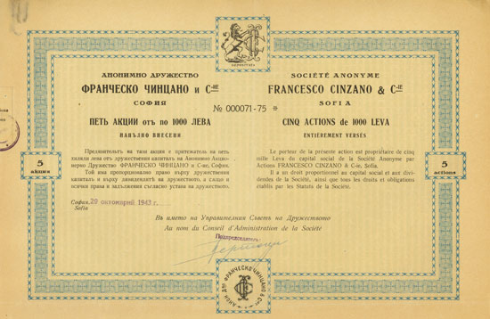 Société Anonyme Franceso Cinzano & Cie.