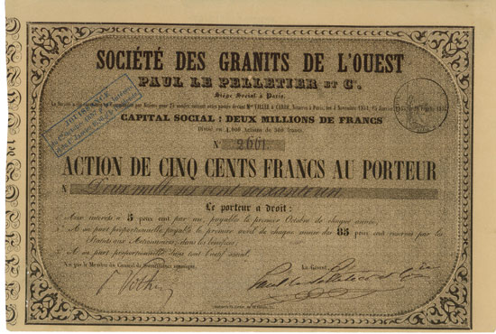 Société des Granits de L'Ouest Paul le Pelletier et Cie.