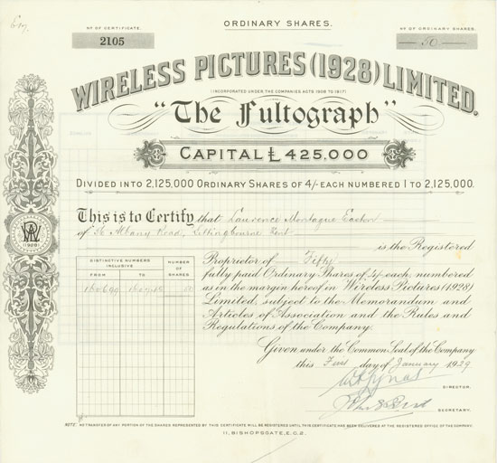 Wireless Pictures (1928) Limited - The Fultograph
