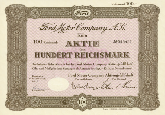 Ford Motor Company A. G. [Multiauktion 3]