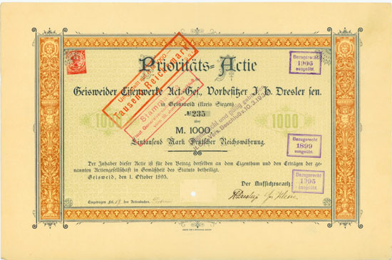 Geisweider Eisenwerke AG, Vorbesitzer J. H. Dresler sen.