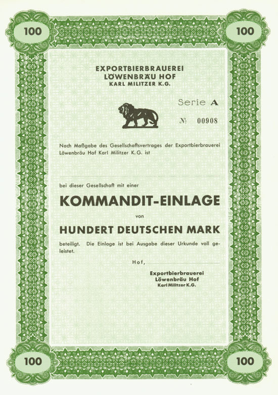 Exportbierbrauerei Löwenbräu Hof Karl Militzer K.G.