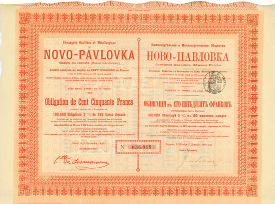 Compagnie Houillère et Métallurgique de Novo-Pavlovka Basin du Donetz