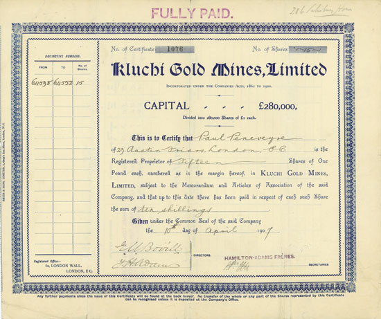 Kluchi Gold Mines, Limited