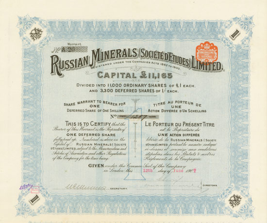 Russian Minerals (Société d'Etudes) Limited