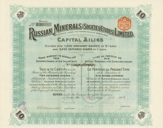 Russian Minerals (Société d'Etudes) Limited