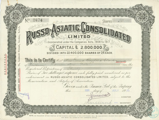 Russo-Asiatic Consolidated Limited