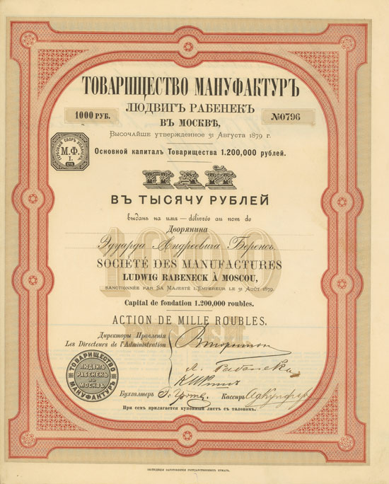 Société des Manufactures Ludwig Rabeneck à Moscou