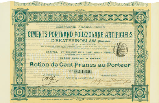 Compagnie Franco-Russe des Ciments Portland Pouzzolane Artificiels d’Ékatérinoslaw (Russie) Société Anonyme 