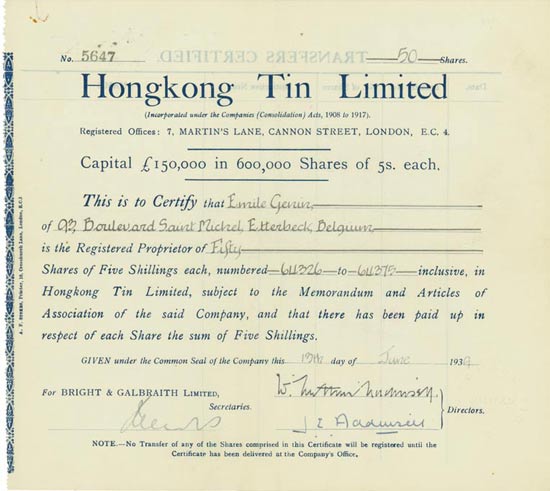 Hongkong Tin Limited