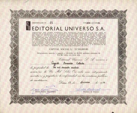 Editorial Universo S. A.