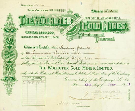 Wolhuter Gold Mines, Limited