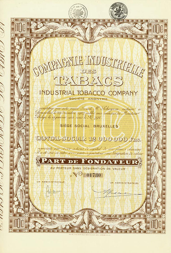 Compagnie Industrielle des Tabacs / Industrial Tobacco Company