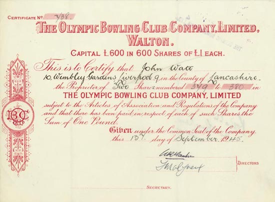 Olympic Bowling Club Company, Limited