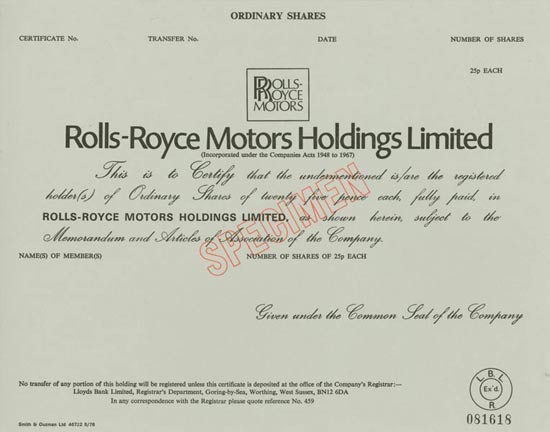 Rolls-Royce Motors Holding Limited