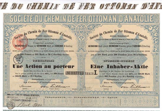 Société du Chemin de Fer Ottoman d'Anatolie (Gesellschaft der Ottomanischen Bahn in Anatolien AG)