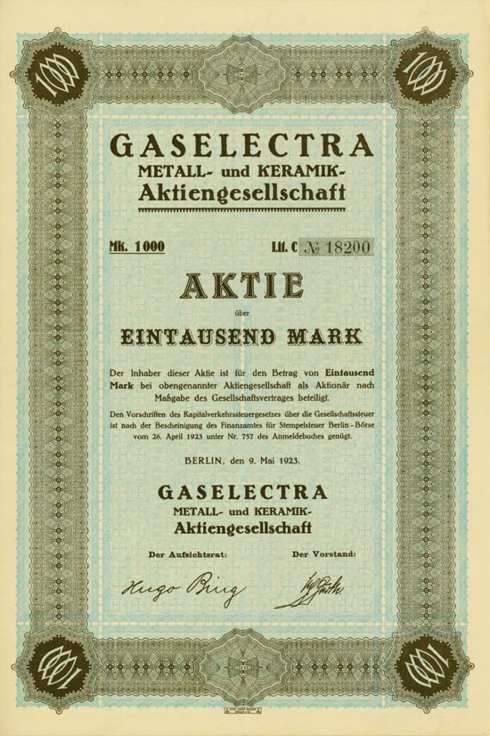 Gaselectra Metall- und Keramik-AG