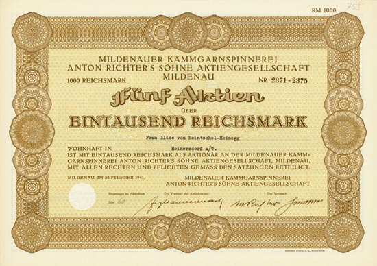 Mildenauer Kammgarnspinnerei Anton Richter’s Söhne AG