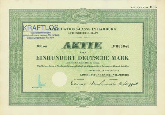 Liquidations-Casse in Hamburg AG