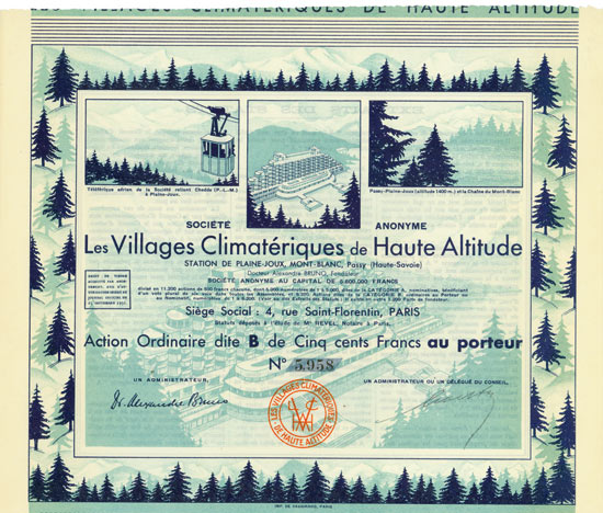 Société Anonyme Les Villages Climatériques de Haute Altitude Station de Plaine-Joux, Mont-Blanc, Passy (Haute-Savoie)
