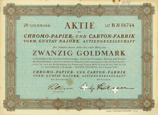 Chromo-Papier & Carton-Fabrik vorm. Gustav Najork AG