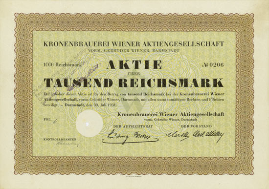Kronenbrauerei Wiener AG vorm. Gebrüder Wiener