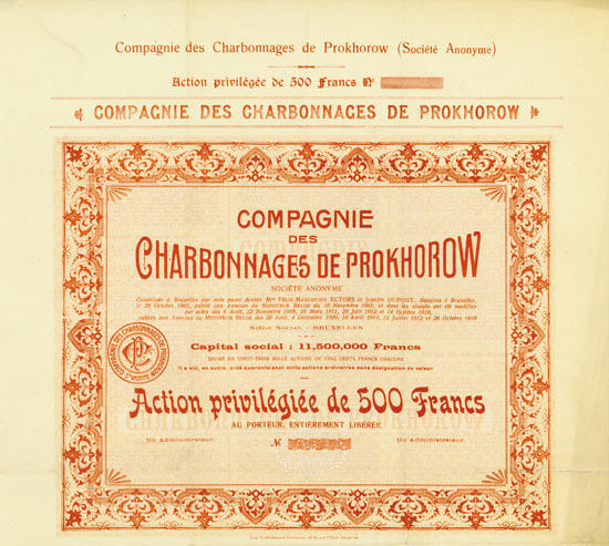 Compagnie des Charbonnages de Prokhorow Société Anonyme