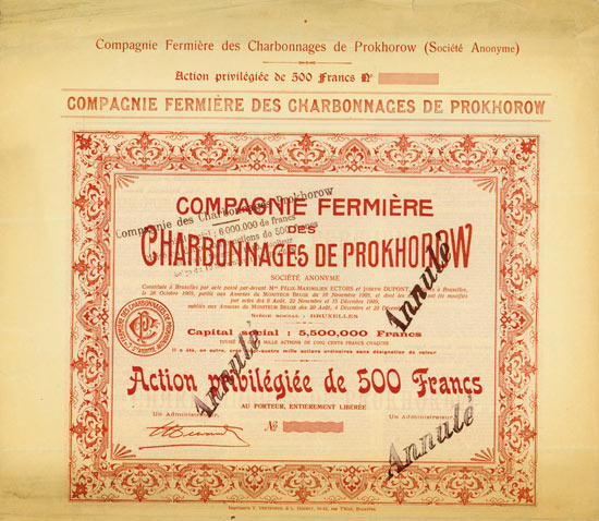Compagnie Fermière des Charbonnages de Prokhorow Société Anonyme