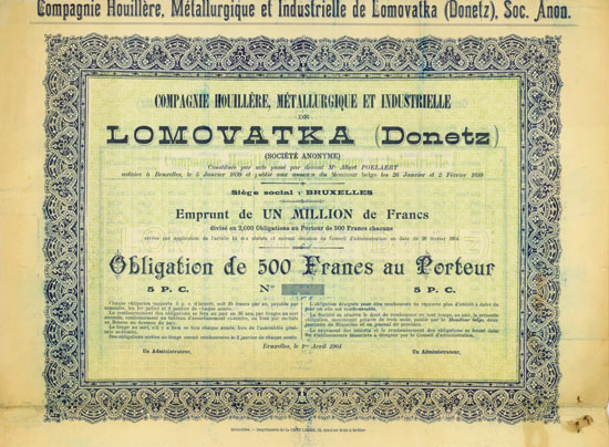 Compagnie Houillère, Métallurgique et Industrielle de Lomovatka (Donetz)