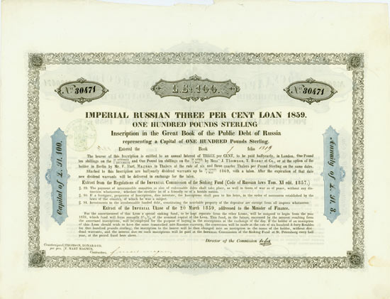Imperial Russian 3 % Loan of 1859