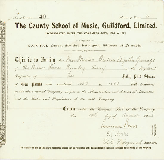 County School of Music, Guildford, Ltd.