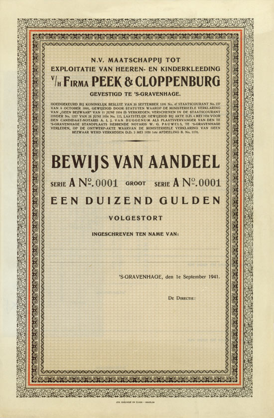 N. V. Maatschappij tot Exploitatie van Heeren- en Kinderkleeding v/H Firma Peek & Cloppenburg