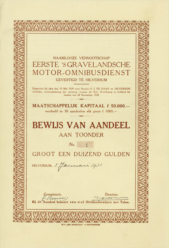 Naamlooze Vennootschap Eerste 's Gravelandsche Motor-Omnibusdienst