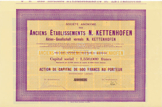 Société Anonyme des Anciens Établissements N. Kettenhofen / AG vormals N. Kettenhofen