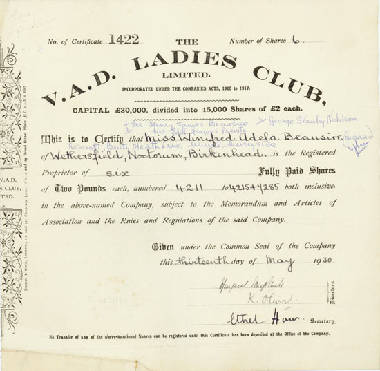V.A.D. Ladies Club Limited