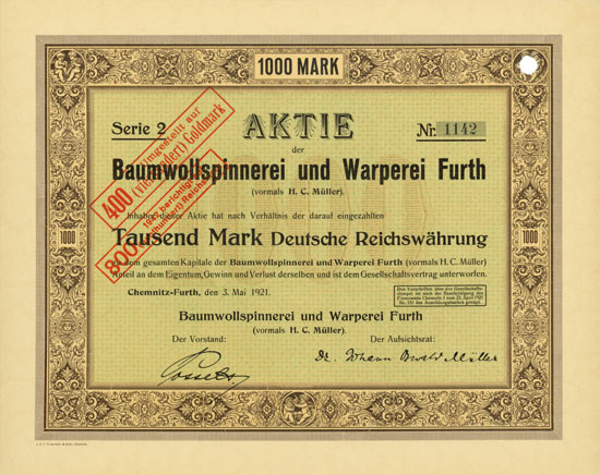 Baumwollspinnerei und Warperei Furth (vormals H. C. Müller)