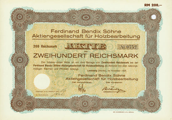 Ferdinand Bendix Söhne AG für Holzbearbeitung