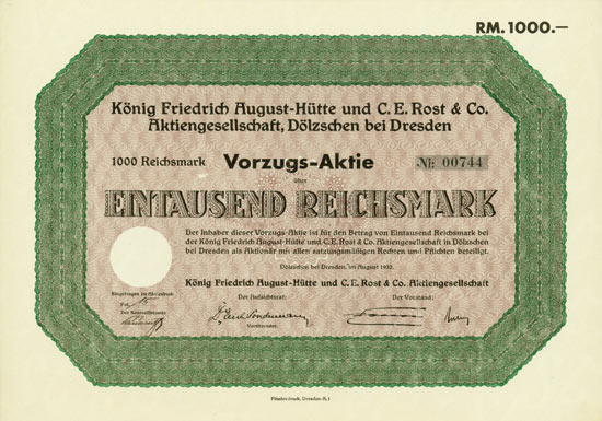 König Friedrich August-Hütte und C. E. Rost & Co. AG