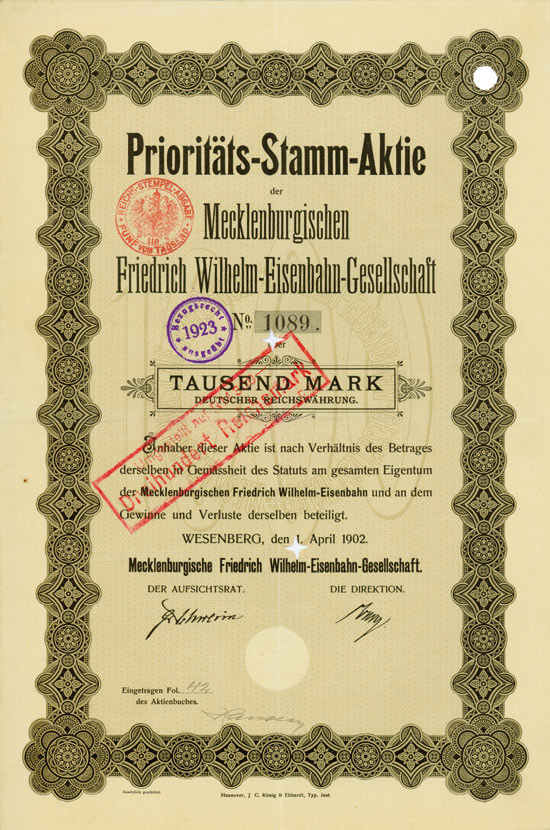 Mecklenburgische Friedrich Wilhelm Eisenbahn-Gesellschaft