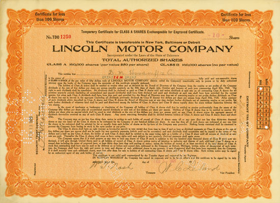 Lincoln Motor Company (inkl. Woodruffs Kundenliste)
