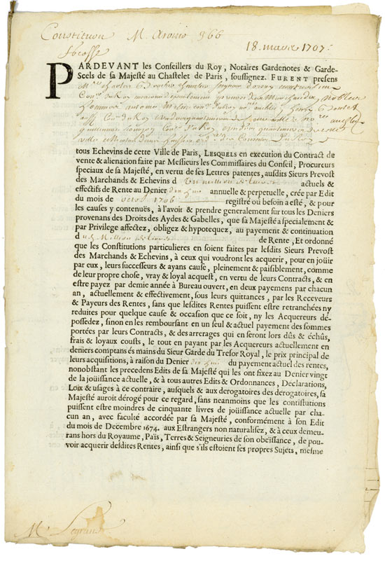 Rente Viagére - Edit de October 1706