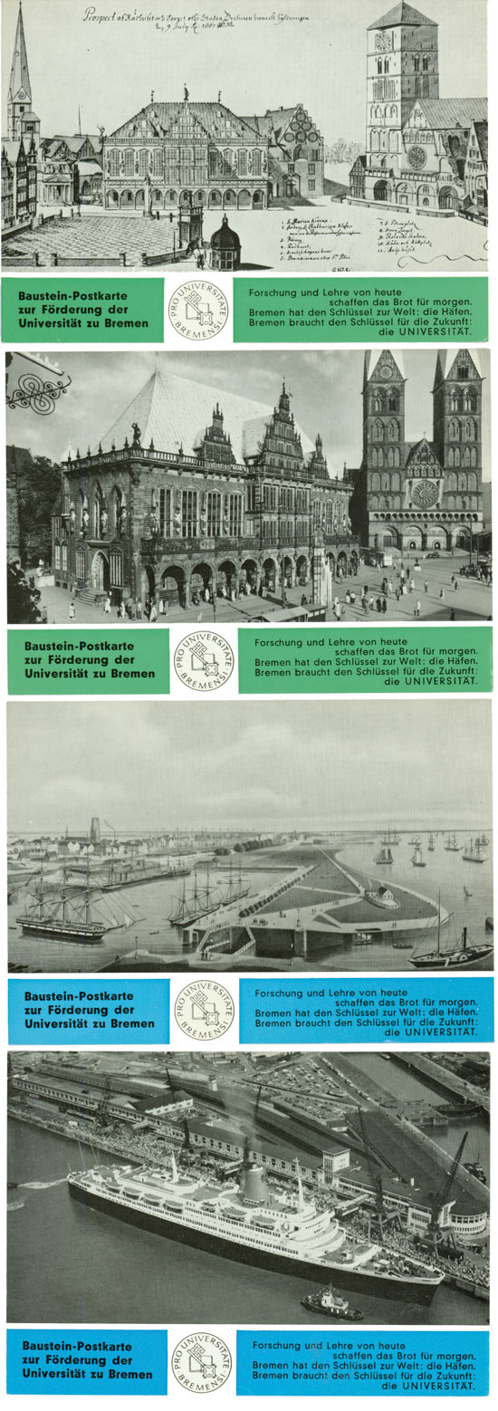Baustein-Postkarte zur Förderung der Universität zu Bremen
