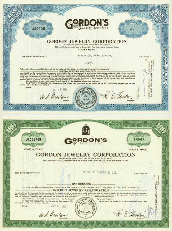 Gordon Jewelry Corporation [2 Stück]