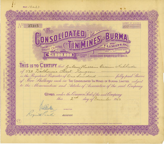 Consolidated Tin Mines of Burma, Limited